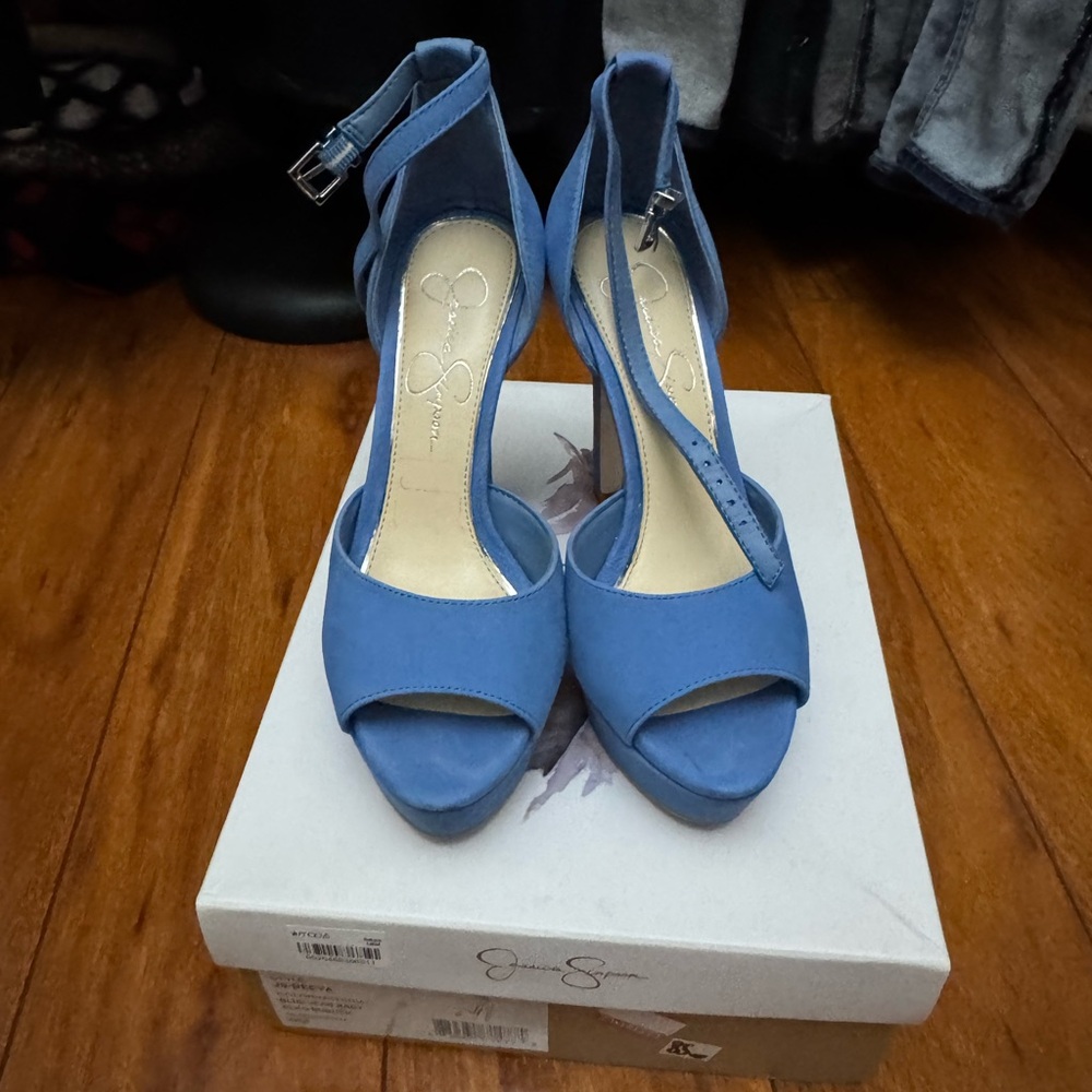 Jessica Simpson Blue Open-Toe Heels